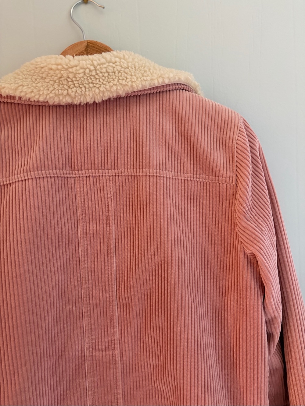 Sezane Will Jacket Womens Small Pink Corduroy Shearling Collar Coat - Picture 8 of 16
